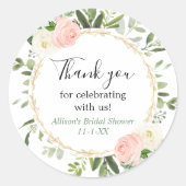 Rosa Eukalyptus-Brautparty Runder Aufkleber (Vorderseite)