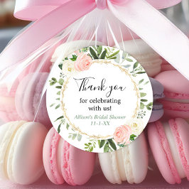 Rosa Eukalyptus-Brautparty Runder Aufkleber