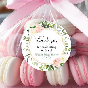 Rosa Eukalyptus-Brautparty Runder Aufkleber