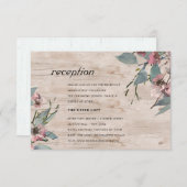 Rosa Eukalyptus Floral Hochzeitsempfang Begleitkarte (Vorne/Hinten)