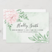Rosa Eukalyptus Foliage Geburtserklärung Ankündigung (Vorne/Hinten)