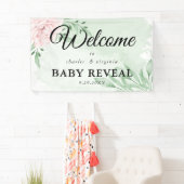Rosa Eukalyptus Foliage Gender Reveal Party Banner (Insitu)