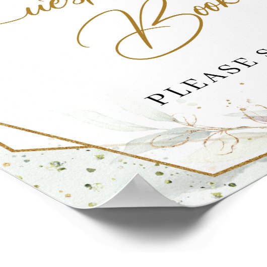 Rosa Eukalyptus-Goldrahmen Gästebuch (Ecke)