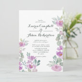 Rosa Eukalyptus Grüne Hochzeit Einladung (Stehend Vorderseite)