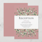 Rosa Eukalyptus-Hochzeitsempfang Begleitkarte (Vorne/Hinten)