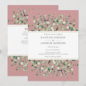 Rosa Eukalyptus in einer Hochzeit Einladung (Vorne/Hinten)