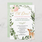 Rosa Eukalyptus-Mädchen-Dusche Einladung (Vorne/Hinten)