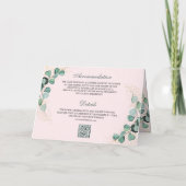 Rosa Eukalyptus-Torbogen Foto QR-Code Hochzeit Einladung (Rückseite)