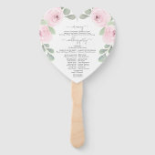Rosa Eukalyptus Wedding Program Hand Fan Fächer (Rückseite)