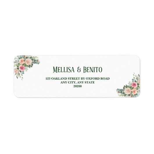 Rosa Eukalyptus Wedding Rücksendeadresse (Vorne)