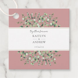 Rosa Eukalyptus-Zusammen für immer Hochzeit Geschenkanhänger