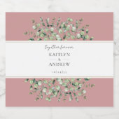 Rosa Eukalyptus-Zusammen für immer Hochzeit Schaumweinetikett (Einzelnes Label)