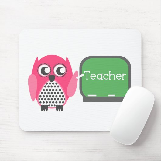 Rosa Eule an der Tafel Mousepad (Mit Mouse)