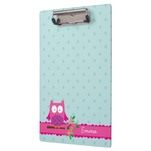 Rosa Eule auf einem Klemmbrett (Links)