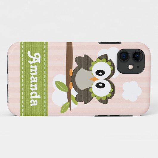 Rosa Eule Case-Mate iPhone Hülle (Rückseite (Horizontal))