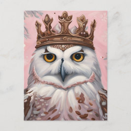 Rosa Eule in einer Krone Postkarte