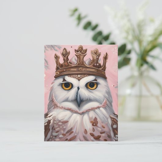 Rosa Eule in einer Krone Postkarte (Stehend Vorderseite)
