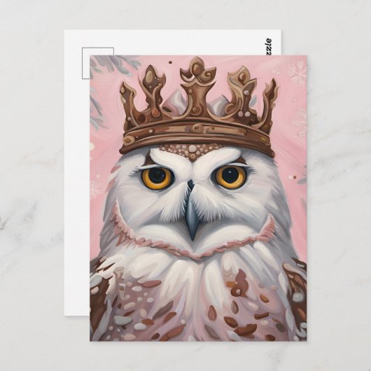 Rosa Eule in einer Krone Postkarte (Vorne/Hinten)