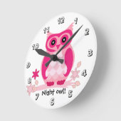Rosa Eule Runde Wanduhr (Winkel)