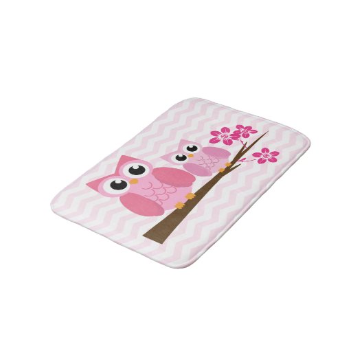 Rosa Eule Zickzack Badematte (Schrägansicht)