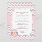 Rosa Eulen-Babyparty mit Buchantrag Einladung (Vorne/Hinten)