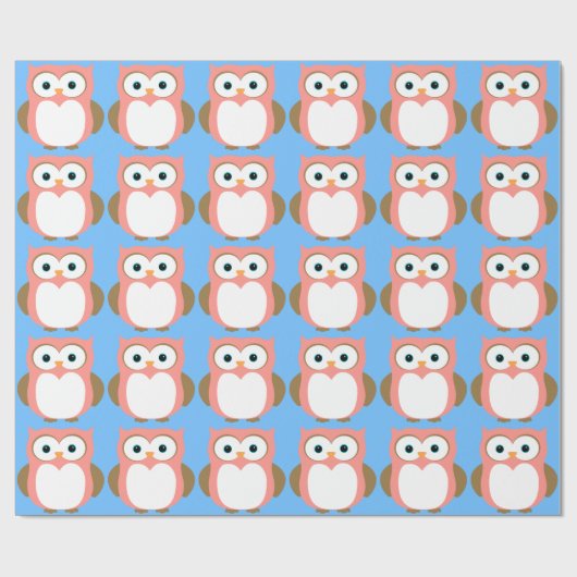 Rosa Eulen-Geschenk-Packpapier Geschenkpapier (Flach)