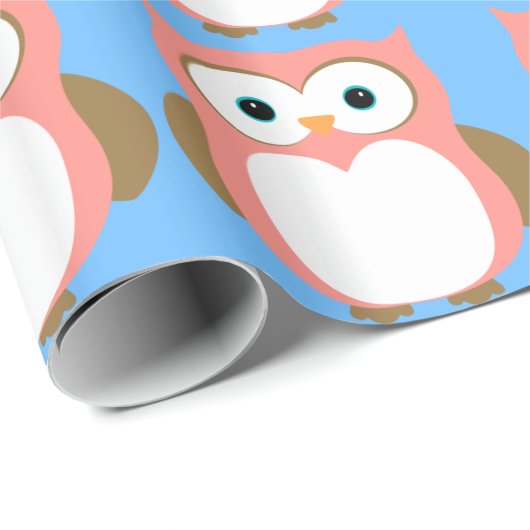 Rosa Eulen-Geschenk-Packpapier Geschenkpapier (Rolleneckpunkt)