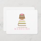 Rosa Eulen-Kindergarten-Abschluss danken Ihnen Dankeskarte (Vorne/Hinten)