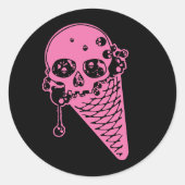 Rosa Evil Ice Cream Cone Classic Round Sticker (Vorderseite)