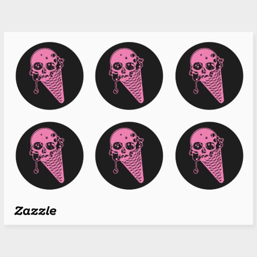 Rosa Evil Ice Cream Cone Classic Round Sticker (Blatt)