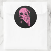 Rosa Evil Ice Cream Cone Classic Round Sticker (Tasche)