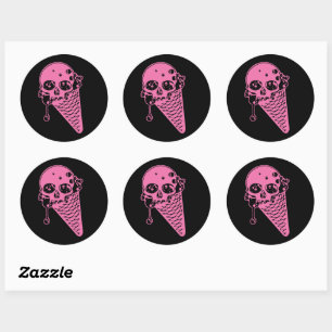 Rosa Evil Ice Cream Cone Classic Round Sticker