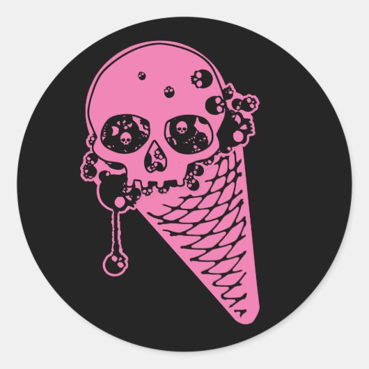Rosa Evil Ice Creme Runder Aufkleber (Vorderseite)