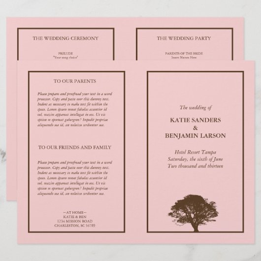 Rosa ewiger Eichenbaum Braun einfaches Hochzeitspr (Vorne/Hinten)