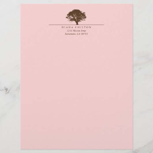 Rosa ewiger Eichenbaum eleganter Herbst Briefkopf (Vorderseite)