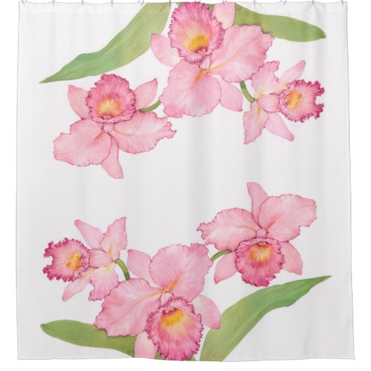 Rosa Exotische Blume Duschvorhang (Vorderseite)