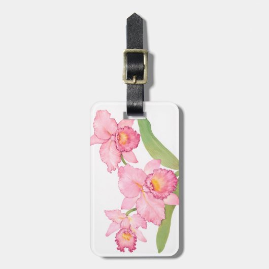 Rosa Exotische Blume Gepäckanhänger (Vorderseite vertikal)
