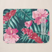 Rosa Exotische Blume Monogramm Sherpadecke (Vorderseite (Horizontal))