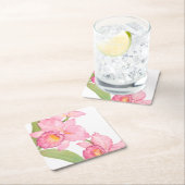 Rosa Exotische Blume Rechteckiger Pappuntersetzer (Vor Ort)