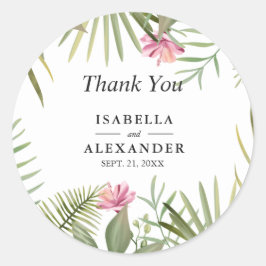 Rosa Exotische Blume Runder Aufkleber