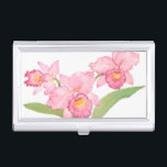 Rosa Exotische Blume Visitenkarten Etui<br><div class="desc">Pink Exotic Watercolor Blume Künstler: Tim Oole</div>