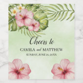 Rosa Exotische Blume Weinetikett (Einzelnes Label)