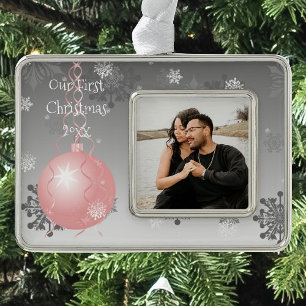 Rosa Extravagant Weihnachten Gerahmte Ornamente Rahmen-Ornament Silber