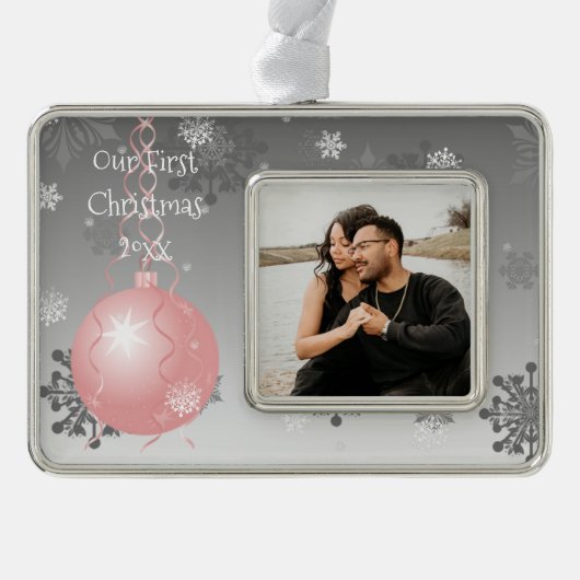 Rosa Extravagant Weihnachten Gerahmte Ornamente Rahmen-Ornament Silber (Vorderseite)