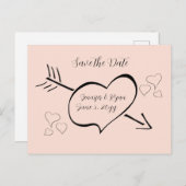 Rosa Extravagante Kalligraphie - Herzen Save the D Postkarte (Vorne/Hinten)