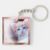 Rosa Extravagante Monogramm Rose Gold Foil Foto Schlüsselanhänger (Rückseite)