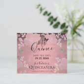 Rosa Extravagante Rose Quinceanera Save the Date r (Stehend Vorderseite)