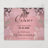 Rosa Extravagante Rose Quinceanera Save the Date r (Vorderseite)