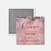 Rosa Extravagante Rose Quinceanera Save the Date r Magnet (Vorderseite/Rückseite)