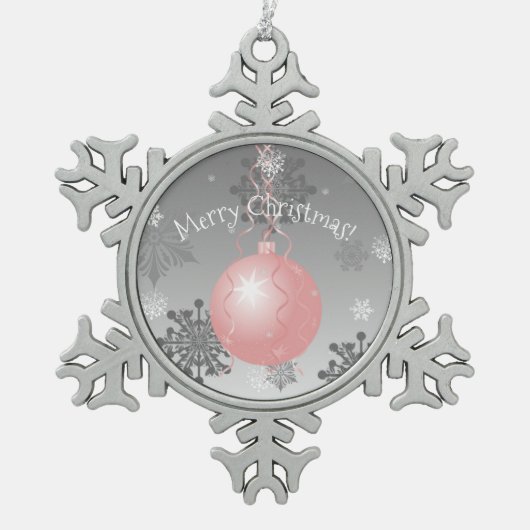 Rosa Extravagante Weihnachtsschmuck Schneeflocken Zinn-Ornament (Vorderseite)